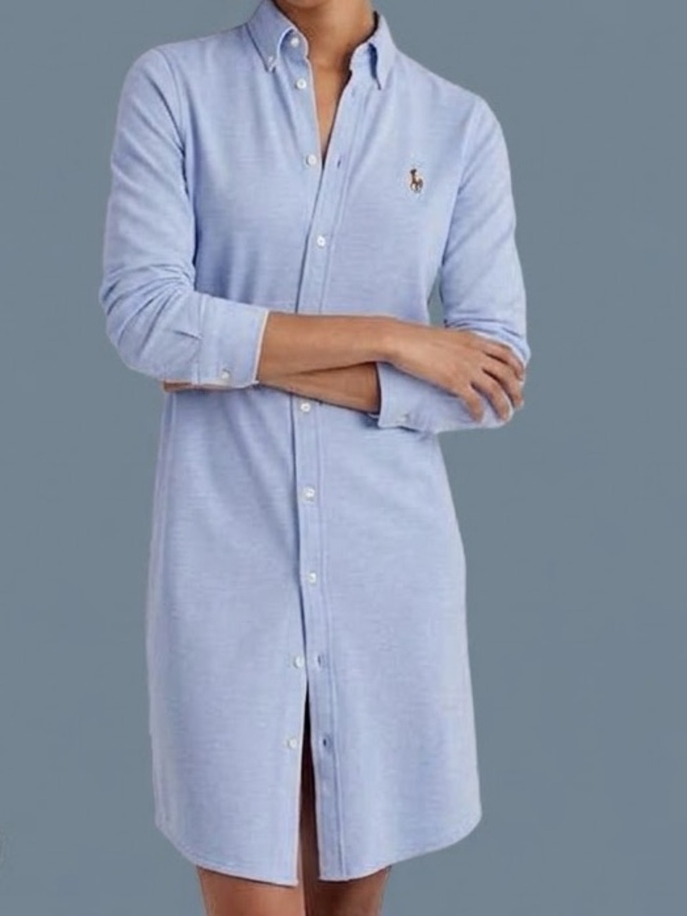 100% Cotton Polo Ralph Lauren Knit Oxford Shirtdress Size Large
